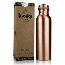 Load image into Gallery viewer, Copper Water Bottle | 100% Pure Copper | 1 Litre | 34oz | Kosdeg | Health Benefits