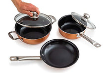 Load image into Gallery viewer, Non-Stick Cooking Pans and Pots Set - 5 pcs Oven Safe Copper Cookware - Saucepan Pots with Lids - Kitchenware Frying Pan - by Nuovva