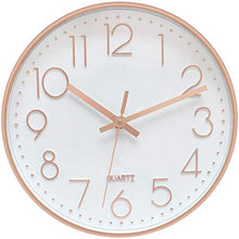 Load image into Gallery viewer, Modern White, Rose Gold, Copper Wall Clock | Silent Non-Ticking | 25cm