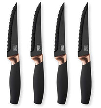 Load image into Gallery viewer, 4 Set Black & Copper Steak Knives