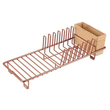Load image into Gallery viewer, Copper & Bamboo Cutlery & Dish Drainer