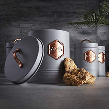 Load image into Gallery viewer, Grey & Copper 5 Piece Kitchen Storage Canister Set
