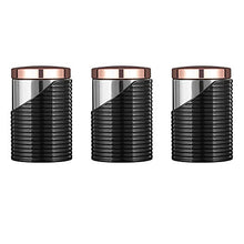 Load image into Gallery viewer, Tower | Set Of 3 Storage Canisters | Copper, Stainless Steel, Black | 11.6 x 11.6 x 17 cm