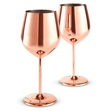 Load image into Gallery viewer, Set Of 2 Wine Glasses | Copper Finish | Gift Box | Wedding Anniversary Gift Idea