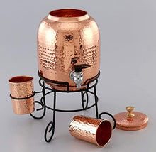 Load image into Gallery viewer, Copper Water Dispenser With Black Stand