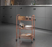 Load image into Gallery viewer, Copper Kitchen Trolley | 3 Tier | With Castors