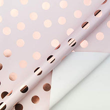 Load image into Gallery viewer, Rose Gold, Copper Foil Pink Wrapping Paper Roll | Polka Dots Design | 76 cm x 5 m