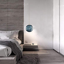 Load image into Gallery viewer, Contemporary Blue Glass & Copper Globe Pendant