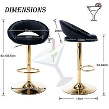 Load image into Gallery viewer, Black Velvet & Copper Bar Stools | Set Of 2