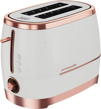 Load image into Gallery viewer, Beko Cosmopolis Toaster | Retro White Rose Gold Copper Design | Extra Wide Slot 2-Slice Toaster