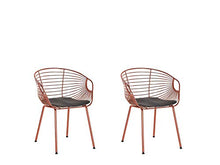Load image into Gallery viewer, Set Of 2 | Copper Dining Chairs | Wired Backrest & Faux Leather Seat Pad | Beliani