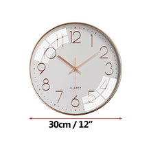 Load image into Gallery viewer, ALEENFOON 12 inch Silent Non-ticking Wall Clock 30cm Modern Quartz Sweep Battery Operated Wall Clocks for Home Living Room Bedrooms Office Kitchen School (Rose Gold)