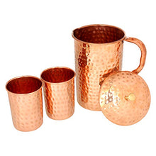 Load image into Gallery viewer, Pure Copper Hammered Water Jug With 2 Copper Tumblers