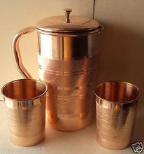 Load image into Gallery viewer, Copper Water Jug With 2 Tumblers