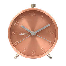 Load image into Gallery viewer, Metal Alarm Clock | Copper | Battery Operated | Quartz Movement | Non Ticking | Cloudnola