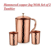 Load image into Gallery viewer, Hammered Copper Jug With 2 Set Of Copper Tumblers