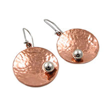 Load image into Gallery viewer, Stunning Copper & Silver (925) Hammered Circle Earrings