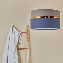 Load image into Gallery viewer, Grey Drum Ceiling Pendant Light Shade With Copper Trim