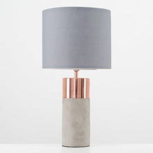 Load image into Gallery viewer, Modern Copper Table Lamp | Grey Light Shade | Cement/ Stone Base