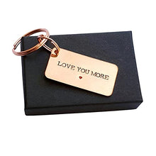 Load image into Gallery viewer, Handmade Copper Anniversary Gift | Love You More Keychain | His Or Hers