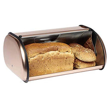 Load image into Gallery viewer, Copper Bread Bin With Viewing Window & Roll Top Lid