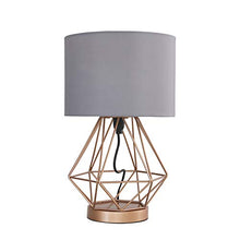 Load image into Gallery viewer, Modern Copper Metal Touch Table Lamp | Grey Cylinder Shade | MiniSun
