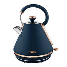 Load image into Gallery viewer, Tower | Cavaletto Pyramid Kettle | Midnight Blue With Rose-Gold/ Copper Accent | 1.7 Litre | 3000 W