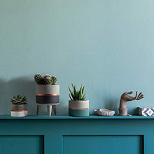 Load image into Gallery viewer, Modern Set Of 3 Plant Pots With Copper Stripe