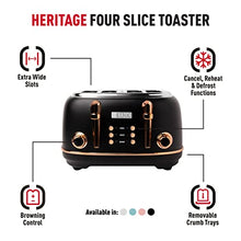 Load image into Gallery viewer, Black & Copper Toaster | 4 Slice Stainless Steel | Haden Heritage