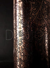 Load image into Gallery viewer, VIBRANIC Copper Water Bottle 34oz Dark Embossed Leak Proof, Ayurvedic Pure Copper Bottle