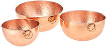 Load image into Gallery viewer, Solid Copper Stone Hammered Bowls | 3 Piece Set Mixing/Beating | Old Dutch