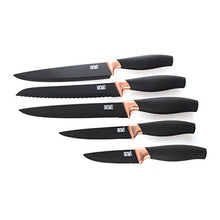 Load image into Gallery viewer, 5 Piece Copper Knife Set & Acrylic Fan Block
