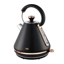 Load image into Gallery viewer, Tower | Black & Rose-Gold/ Copper Pyramid Kettle | 1.7 Litre | 3000 W | Cavaletto Collection | T10044RG