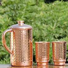 Load image into Gallery viewer, Hammered Finish Water Jug & Set Of 2 Water Tumblers