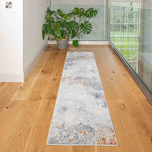 Load image into Gallery viewer, Abstract Runner Rug | For Hallway | Grey, Silver & Copper | 60cm x 240cm