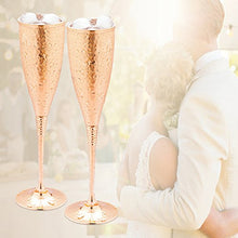 Load image into Gallery viewer, Set Of 2 Copper Champagne Flutes | Hammered Finish | Handcrafted