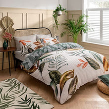 Load image into Gallery viewer, Tropical Leaf Reversible Duvet Cover | Copper & Green | Quilt & Pillow Cases Bedding Set