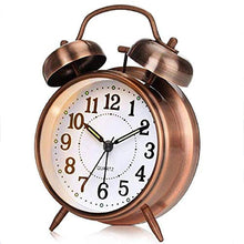 Load image into Gallery viewer, Copper Twin Bell Alarm Clock | Wind-Up | Non Ticking | Battery Operated