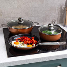 Load image into Gallery viewer, Non-Stick Cooking Pans and Pots Set - 5 pcs Oven Safe Copper Cookware - Saucepan Pots with Lids - Kitchenware Frying Pan - by Nuovva