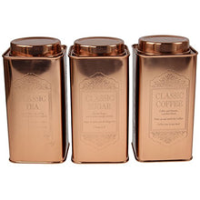 Load image into Gallery viewer, Set Of 3 Copper Coloured Canisters For The Kitchen