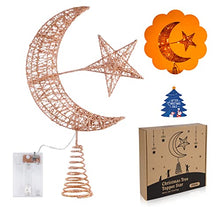 Load image into Gallery viewer, Copper Coloured Star & Moon Christmas Tree Decoration