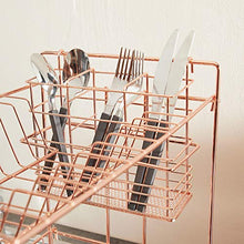 Load image into Gallery viewer, Copper Dish Drying Rack | 2 Tier With Removeable Utensil Holder