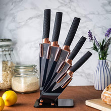 Load image into Gallery viewer, Acrylic Fan Block Black & Copper Knife Set | 5 Piece