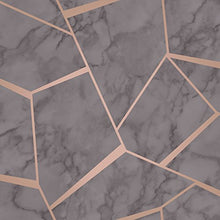 Load image into Gallery viewer, Fine Decor | Marble Effect With Geometric Pattern | Grey & Copper (FD42266)