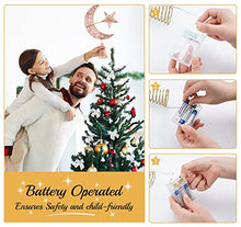Load image into Gallery viewer, Battery Operated Copper Star & Moon Christmas Tree Decoration