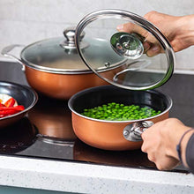 Load image into Gallery viewer, Non-Stick Cooking Pans and Pots Set - 5 pcs Oven Safe Copper Cookware - Saucepan Pots with Lids - Kitchenware Frying Pan - by Nuovva