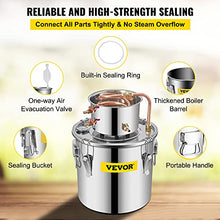 Load image into Gallery viewer, VEVOR Moonshine Still Distiller 3Gal 12L Stainless Steel Water Distiller Copper Tube Home Brewing Kit Build-in Thermometer for DIY Whisky Wine Brandy Sliver