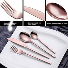 Load image into Gallery viewer, Velaze 24-Piece Rose Gold Silverware Set Cutlery Set, Stainless Steel Utensils Service for 6 Person Include Dinner Spoon, Dinner Fork, Dinner Knife and Tea Spoon, Mirror Polished Design