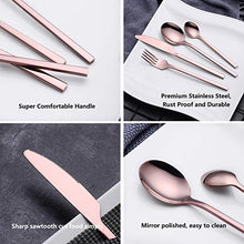 Load image into Gallery viewer, Velaze 24-Piece Rose Gold Silverware Set Cutlery Set, Stainless Steel Utensils Service for 6 Person Include Dinner Spoon, Dinner Fork, Dinner Knife and Tea Spoon, Mirror Polished Design