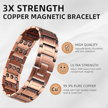 Load image into Gallery viewer, MagEnergy Big Men Copper Bracelet 99.9% Copper Magnetic Bracelet Adjustable Wristband with Link Removal Tool